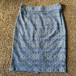 The Limited Paisley Lace White and Blue Pencil Skirt Women's Size 6 Fit